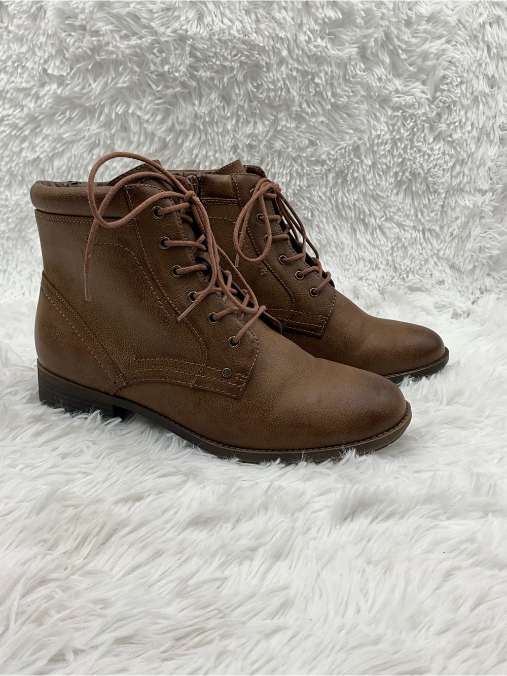 G.H. Bass & Co. Boots Size 9 Brown Pennsy Lace-Up Moto Boots Side Zipper